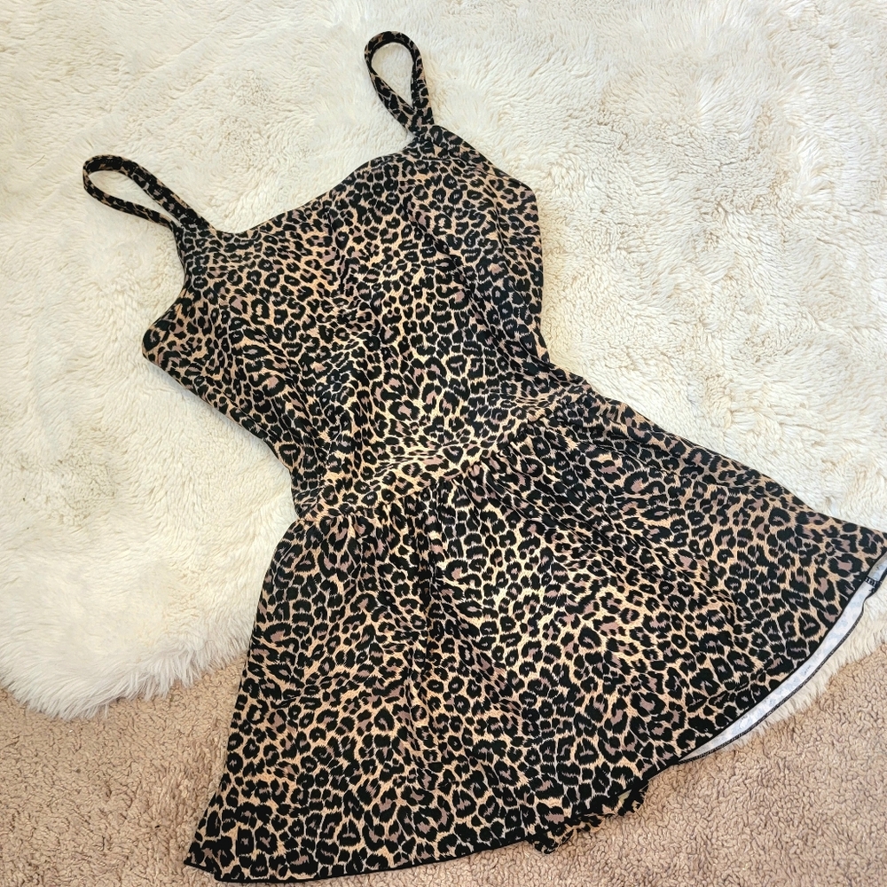 *Vintage Leopard Print Skirted One Piece Swimsuite*